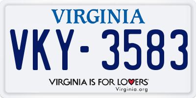VA license plate VKY3583