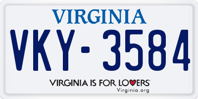 VA license plate VKY3584