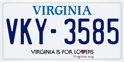 VA license plate VKY3585