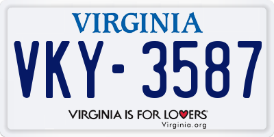 VA license plate VKY3587