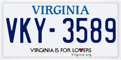 VA license plate VKY3589