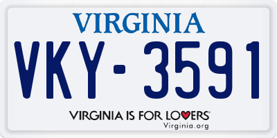 VA license plate VKY3591