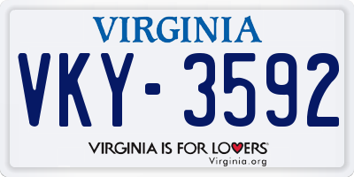 VA license plate VKY3592