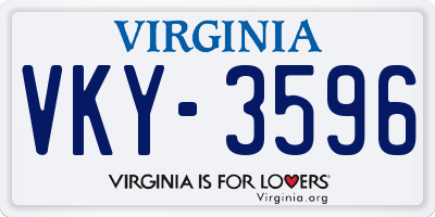 VA license plate VKY3596
