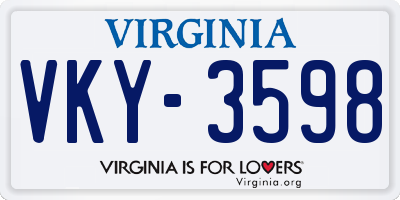 VA license plate VKY3598