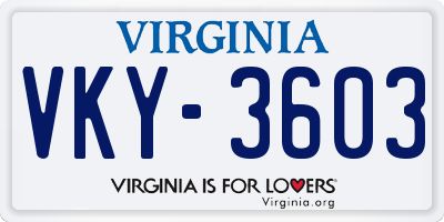 VA license plate VKY3603