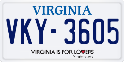 VA license plate VKY3605