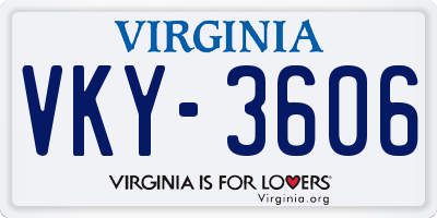 VA license plate VKY3606