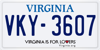 VA license plate VKY3607
