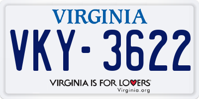 VA license plate VKY3622