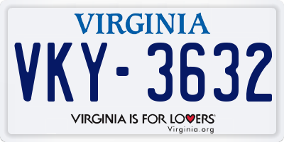 VA license plate VKY3632
