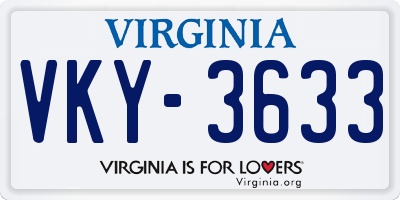 VA license plate VKY3633