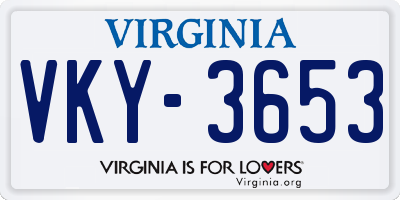 VA license plate VKY3653