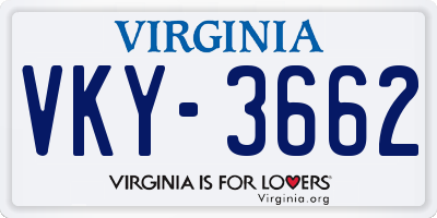 VA license plate VKY3662