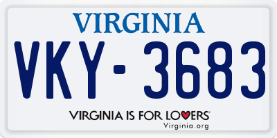 VA license plate VKY3683