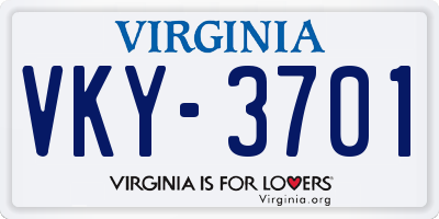 VA license plate VKY3701
