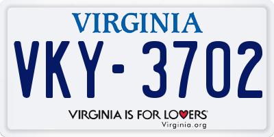 VA license plate VKY3702