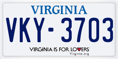 VA license plate VKY3703