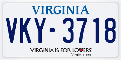 VA license plate VKY3718