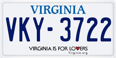 VA license plate VKY3722