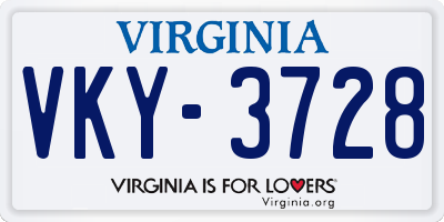 VA license plate VKY3728