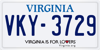 VA license plate VKY3729