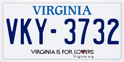 VA license plate VKY3732