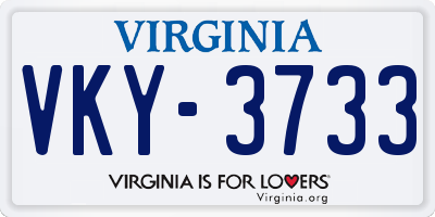 VA license plate VKY3733