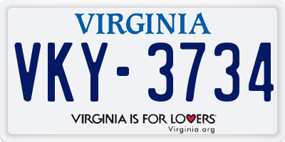 VA license plate VKY3734