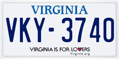 VA license plate VKY3740