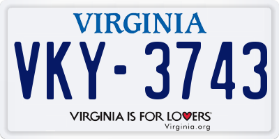 VA license plate VKY3743