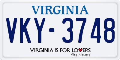 VA license plate VKY3748