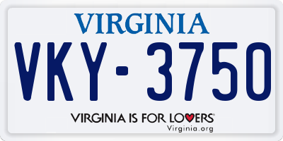 VA license plate VKY3750