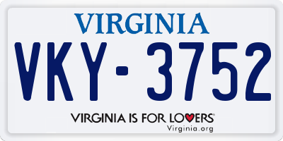 VA license plate VKY3752