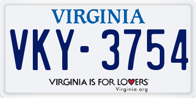 VA license plate VKY3754