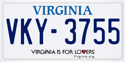 VA license plate VKY3755