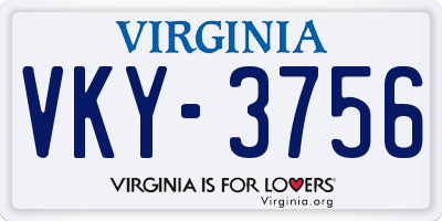 VA license plate VKY3756