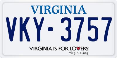 VA license plate VKY3757