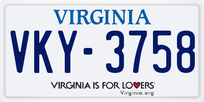 VA license plate VKY3758