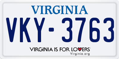 VA license plate VKY3763