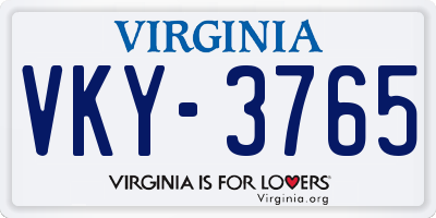 VA license plate VKY3765