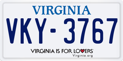 VA license plate VKY3767