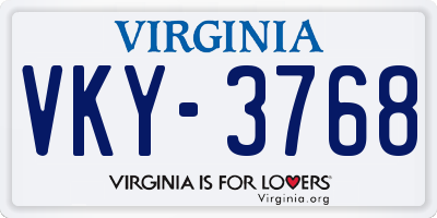 VA license plate VKY3768