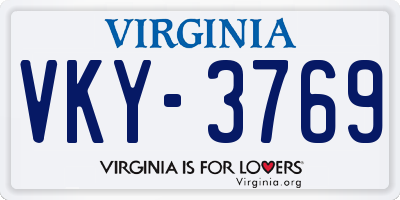 VA license plate VKY3769
