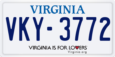 VA license plate VKY3772