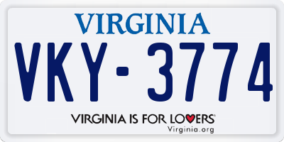 VA license plate VKY3774