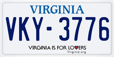 VA license plate VKY3776