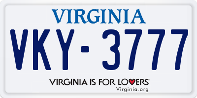 VA license plate VKY3777