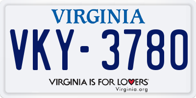 VA license plate VKY3780