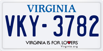 VA license plate VKY3782
